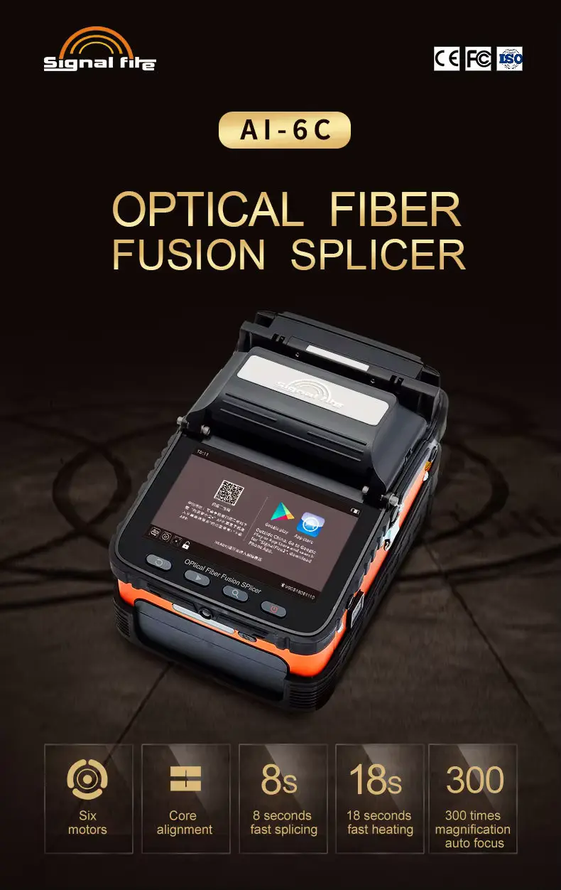 Automatic Optical Fiber Fusion Splicer Intelligent FTTH Optic Fiber Welding Splicing Machine AI-6